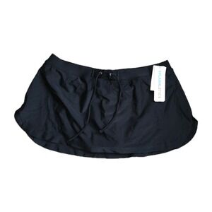 NWT Splashletics Swim Skirt Womens Medium Black Skort Drawstring Built-in Brief